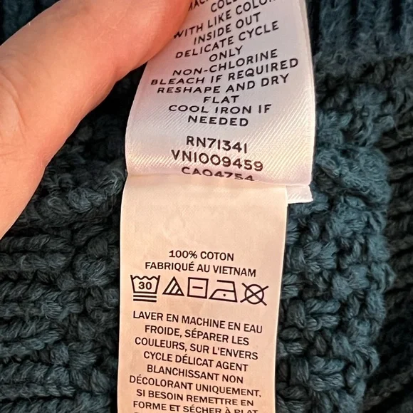 L.L. Bean Signature Teal Gradient Cowl Neck Sweater Women’s size L - Picture 6 of 6